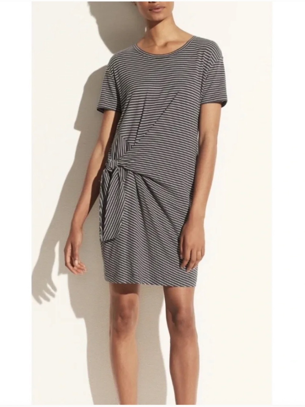 Vince Classic Stripe Side Tie Mini Dress Size M Tide Pool